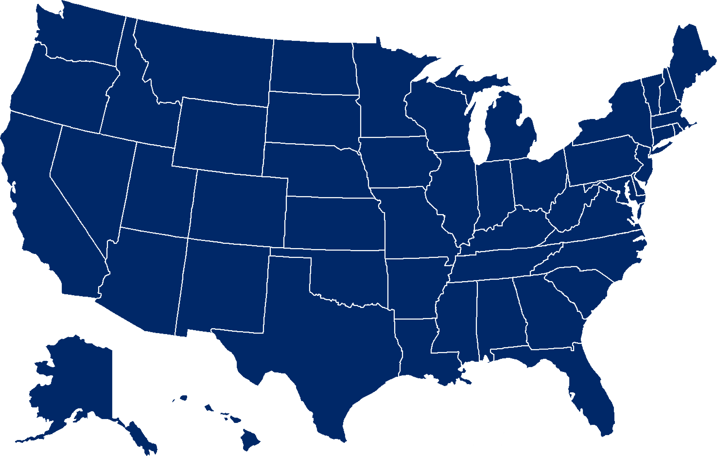 Map of United States showing our nationwide coverage